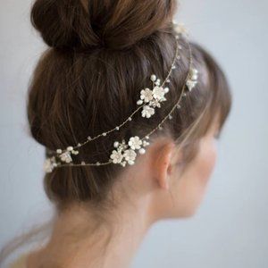 Twigs and Honey Extra long porcelain blossom hair vine